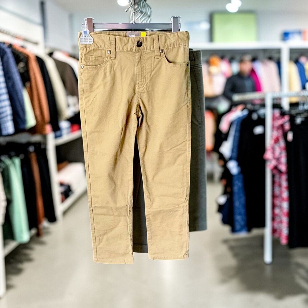Rumi + Ryder Boys Khaki Twill Pants Size 7 Slim Fit 5 Pocket NWOT New